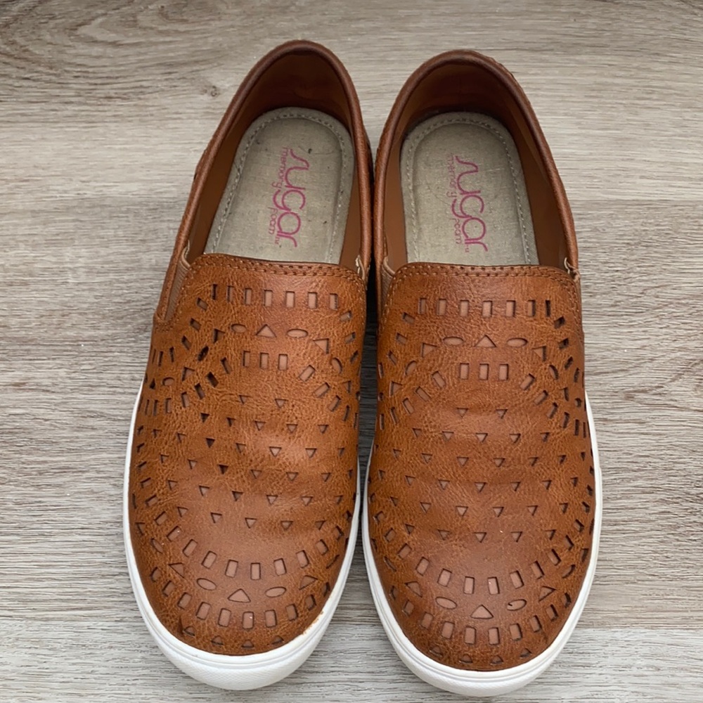 Sugar Brown Embroidered Slip-ons (6M)